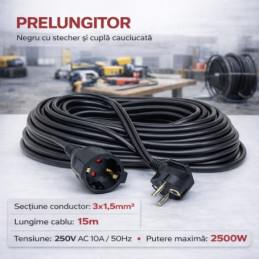 PRELUNGITOR NEGRU 3X1,5MM²,...